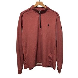 Johnnie O Prep-Formance 1/4 Zip Homan Pink Striped Golf Stretch Pullover Large